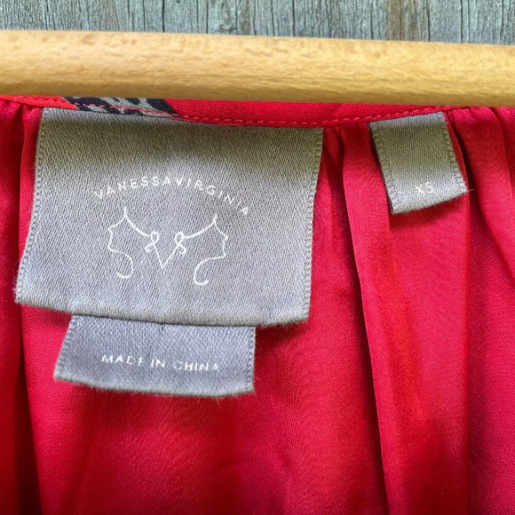 Vanessa Virginia Vintage-Inspired Red Floral Patchwork Dress Boho Summer Mini XS - Picture 5 of 15